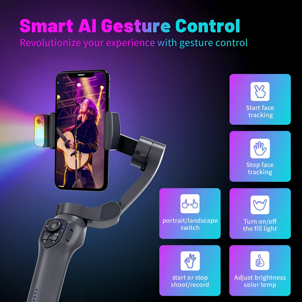 RK series handheld gimbal stabiliser with tripod head in L7Cpro gun colour with folding design