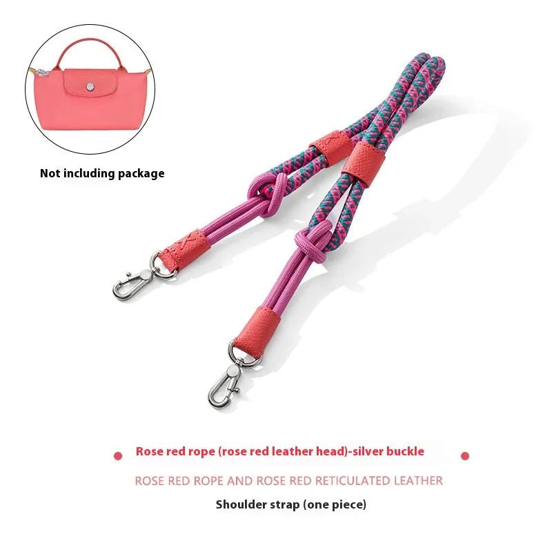 Braided nylon and cowhide leather crossbody strap with alloy buckle for bag modification