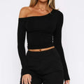 Women's slim-fit knitted cardigan in black, brown, or red with long sleeves and cross shoulder straps