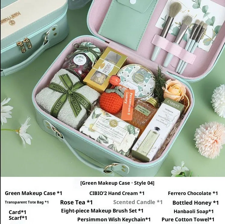 Green leather blind box luggage in business style, set of one piece for kids