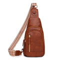 Women's small messenger chest bag in soft PU with crossbody strap and multiple compartments