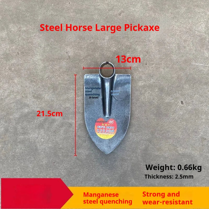Agricultural pointed hoe with a steel ripper plough tip and a flat hoe profile.