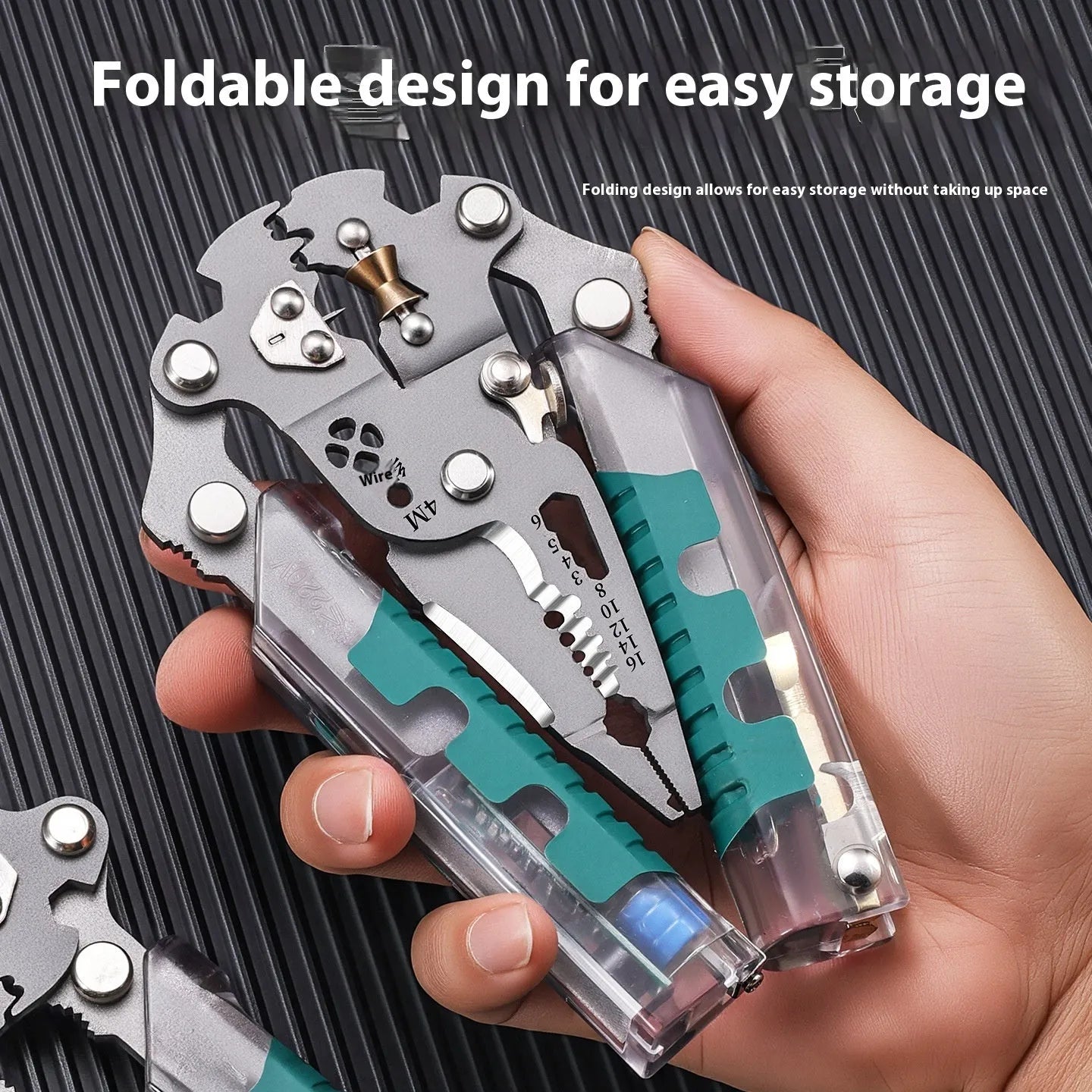 Multi-functional electrician's pliers and wire stripper tool with pointed head and rust-resistant cutting edges.