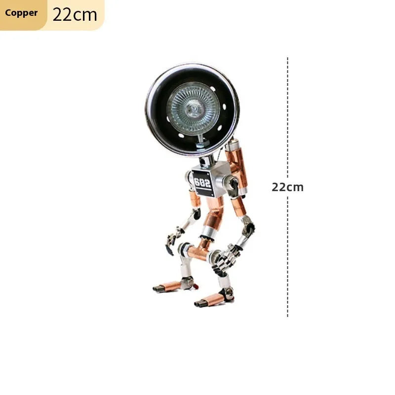 Creative robot atmosphere light with custom graphics in silver copper metallic finish