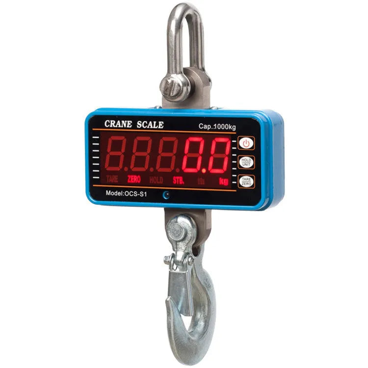 Orange electronic crane scale with digital display for 500kg capacity industrial weighing