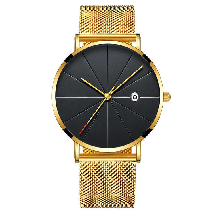 Simple Calendar Watch Male Creative Waterproof Quartz Watch Stainless Steel Mineral Glass 40mm Case 20mm Strap 9mm Thickness 30 Metres Water Resistance 13 Colour Options