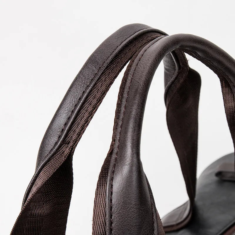 Portable cylinder leisure travel bag medium 36-55L PU leather blue black brown zipper closure soft handle