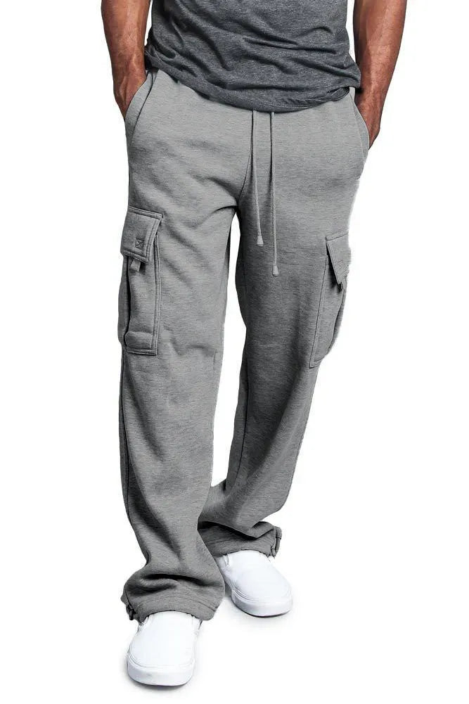 Casual multi-pocket loose straight-leg overalls in white, black, dark gray, light gray, army green, and red