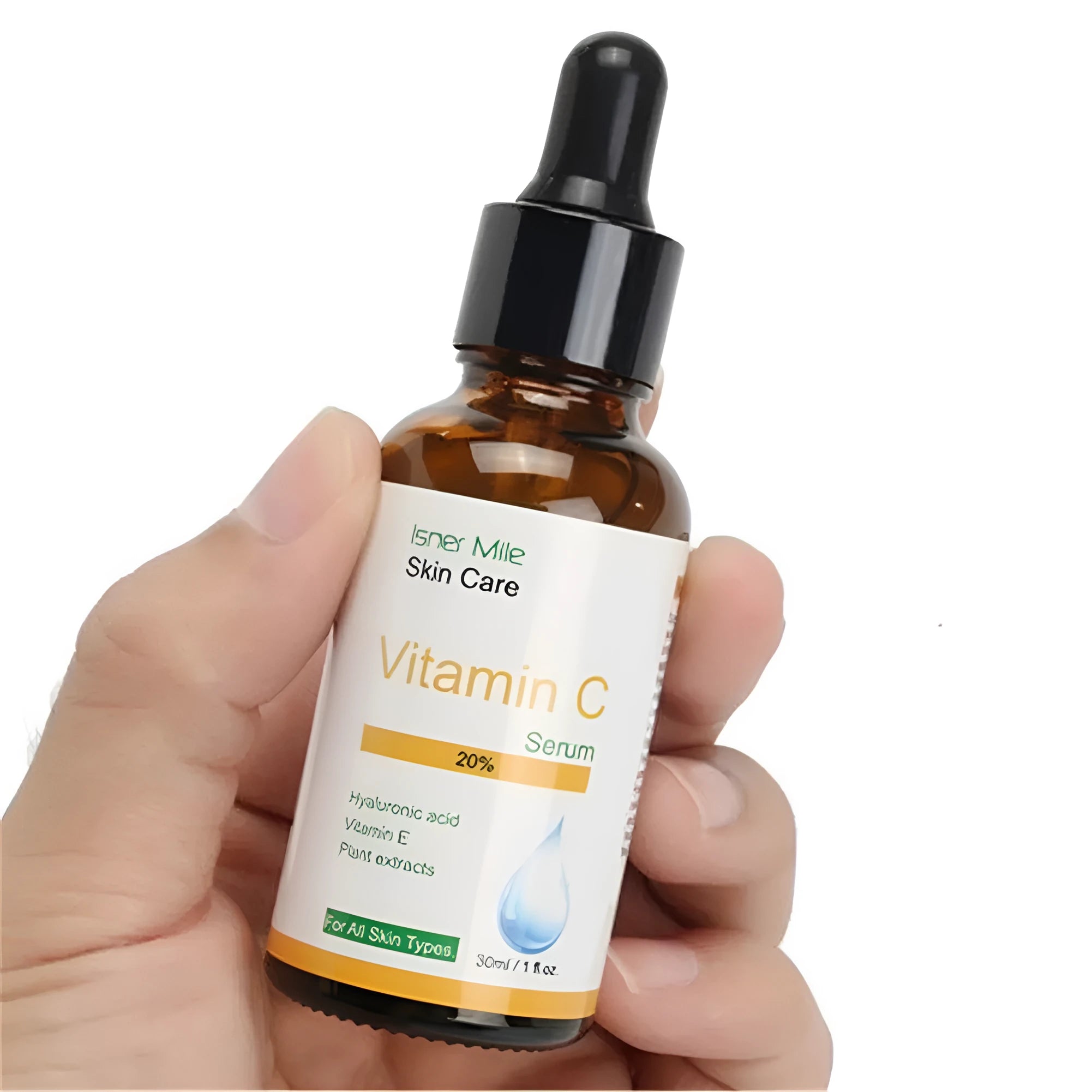 30ml glass bottle of Vitamin C Pure Concentrate facial essence for skin brightening.