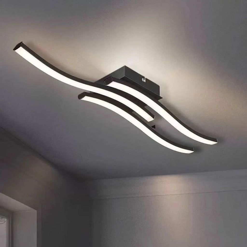 Modern minimalist LED ceiling light with three colour options in black finish for living room or bedroom