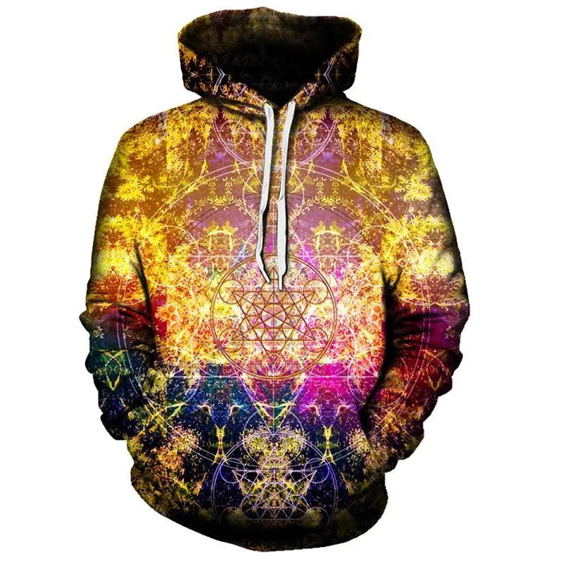Psychedelic Pineal Metatron hoodie polyester unisex pullover front view