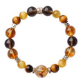 Natural yellow crystal tiger-eye geometric bracelet in 10mm and 12mm unisex sizes