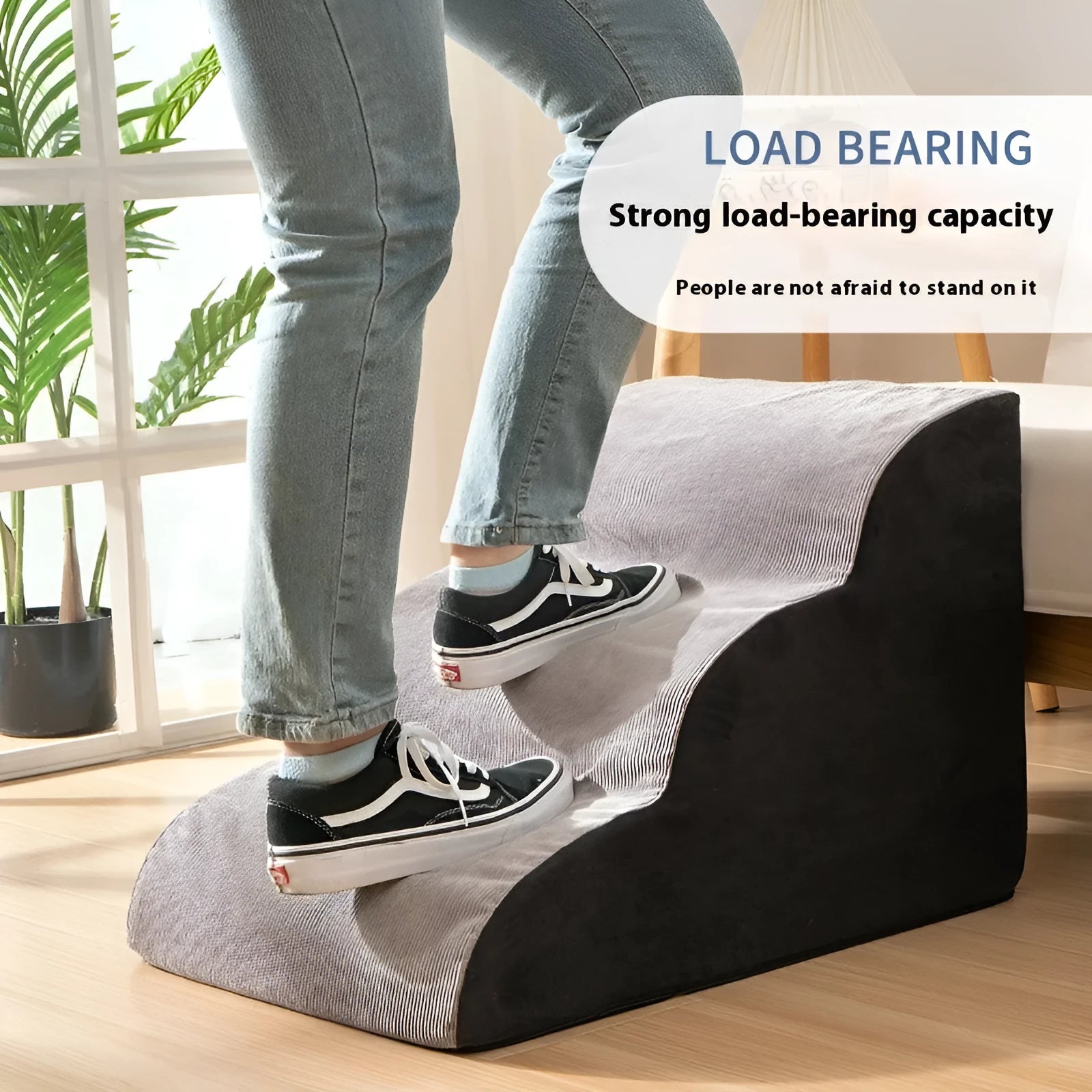 Wave pet stairs for small dogs in cloth fabric with multi-level slope options and colour choices including beige, gray, black, khaki, and tiger embroidery