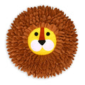 Brown lion pattern snuffle mat for dogs and cats showing fabric folds for food hiding
