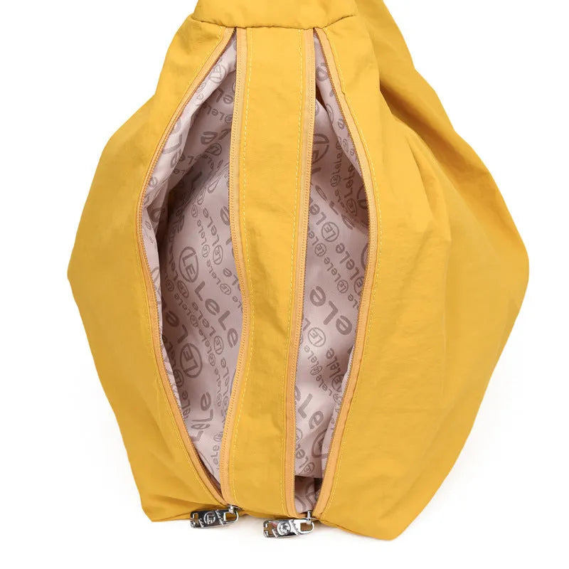 Heart-shaped nylon underarm bag for women in black, yellow, khaki or blue with large capacity