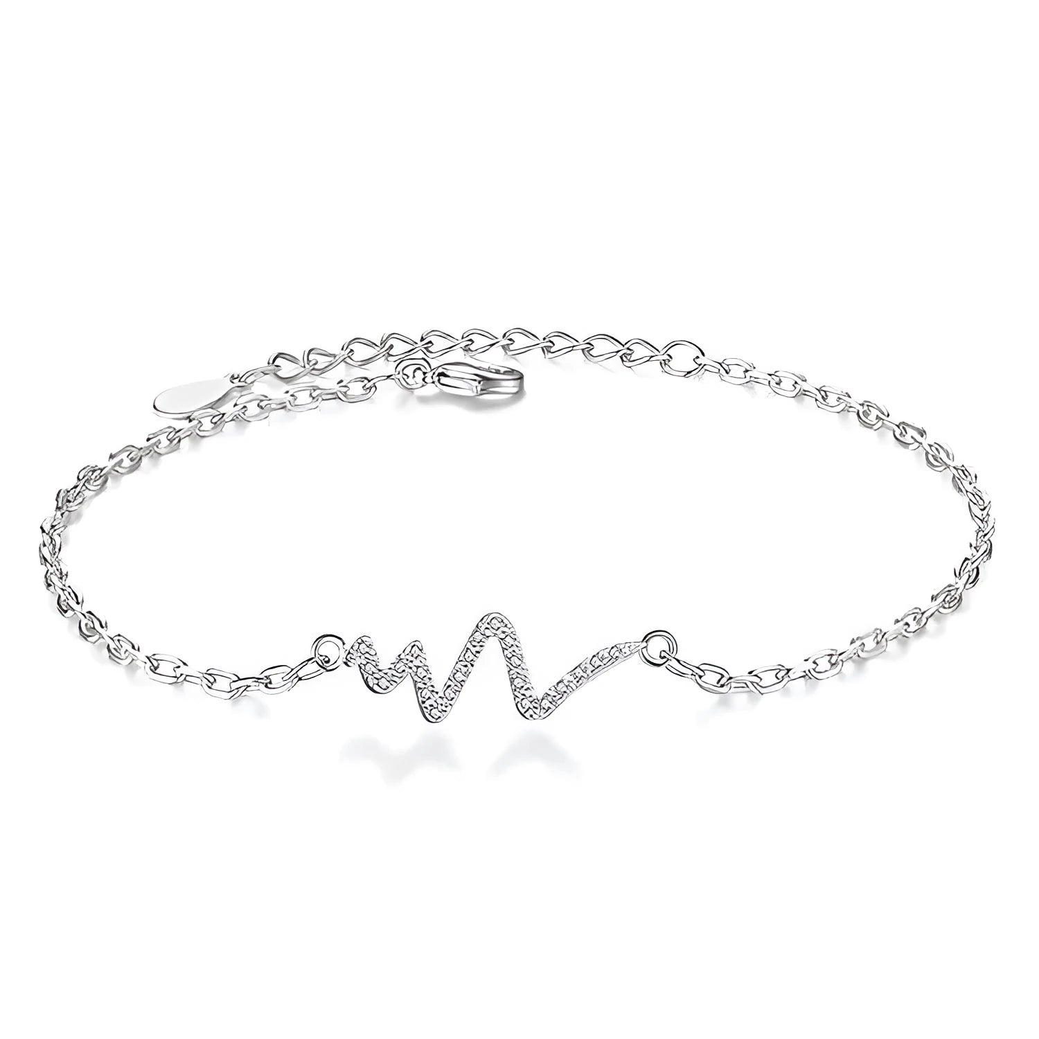 Silver alloy heartbeat bracelet health pulse tracker fitness activity monitor with step counting and sleep tracking