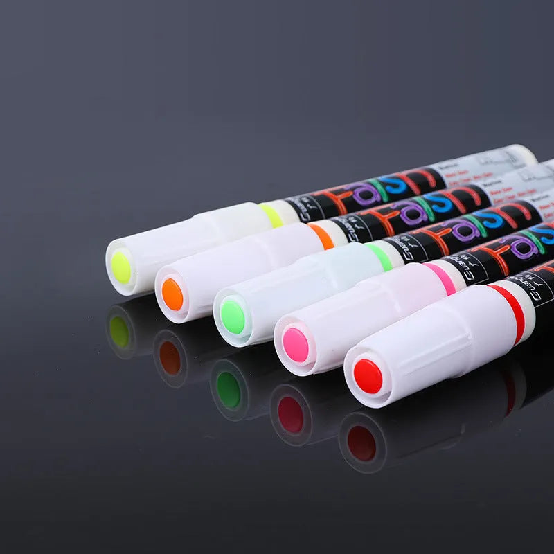 Pack of 6mm fluorescent board markers with a choice of 8 or 12 colours in carded packaging.