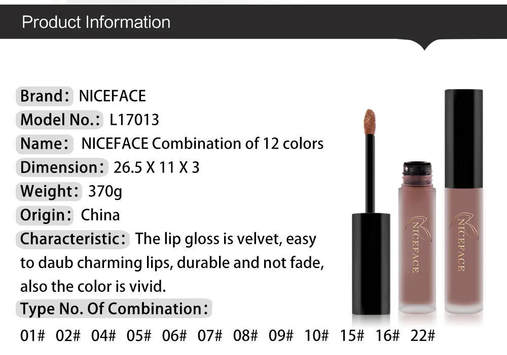 12-colour lip gloss set with 12 different shades in a compact makeup kit