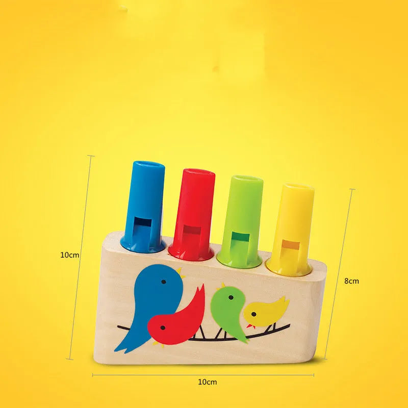 Wooden rainbow pan flute educational toy for baby early music play, beech type, colour box packaging