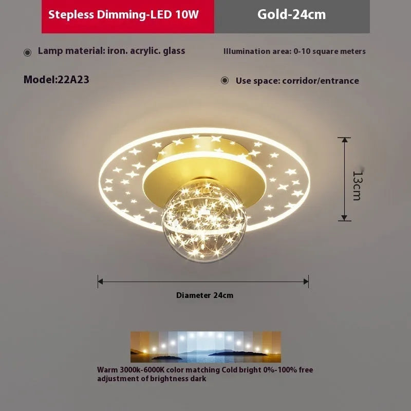 Modern simplicity style LED ceiling lamp in gold, black or white for hallways.