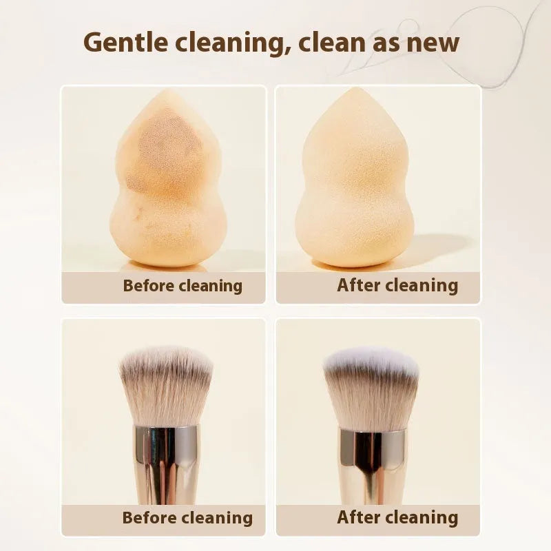 Makeup brush cleaner kit with 80ml detergent and 75ml spray for sponge and beauty blender cleaning