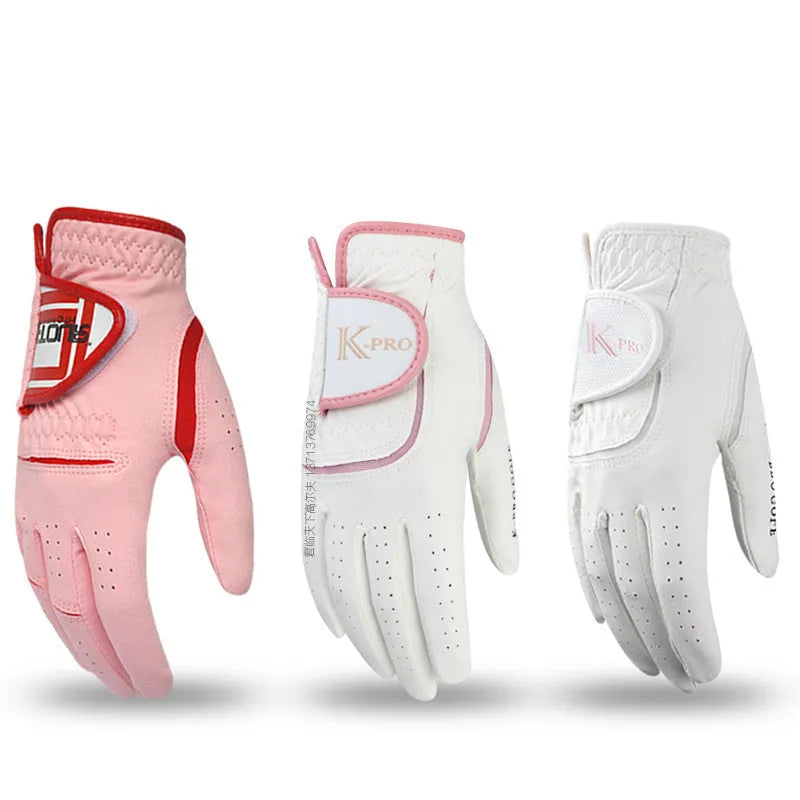 Pair of women's microfiber golf gloves with anti-skid and breathable design, style A, size 17