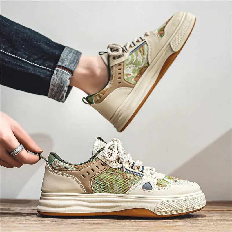 Men's casual canvas slip-on shoes in Milan green colour with round toe and flat heel