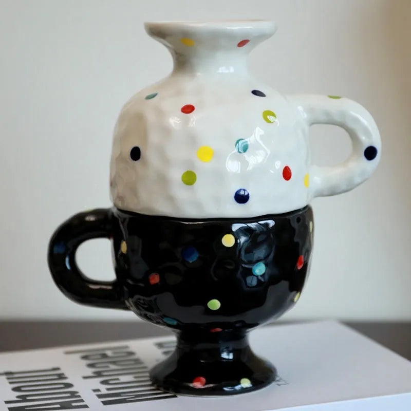 Hand-pinched irregular ceramic mug in solid colour, approximately 250ml capacity