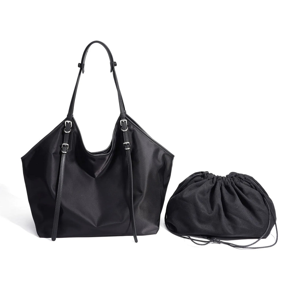 Denim women's patchwork casual crossbody bag in shell shape, black and camouflage colours