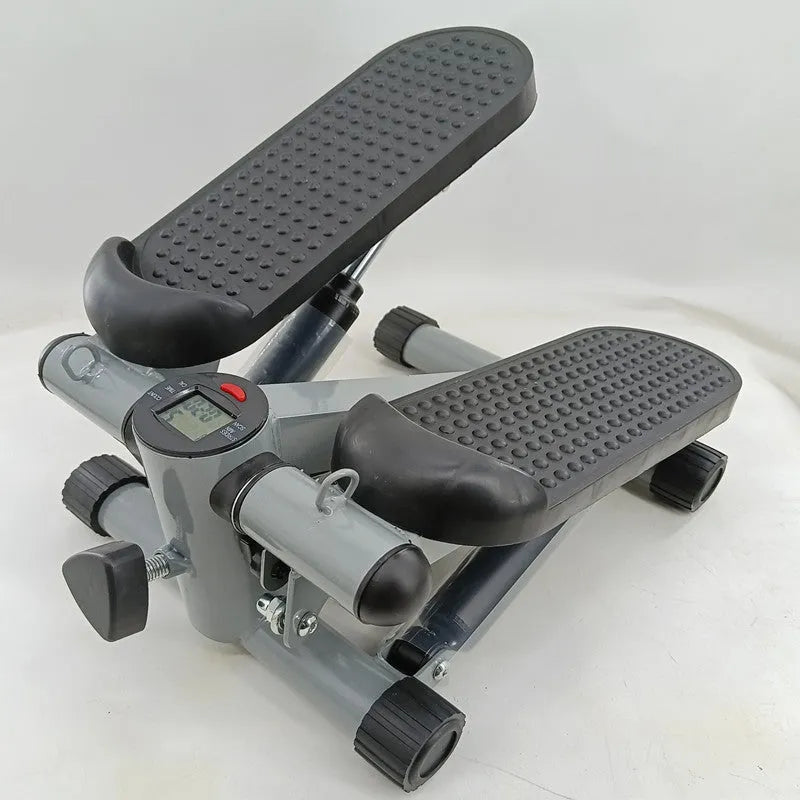 Silver grey hydraulic mini treadmill waist slimming machine with pedal design for home and gym fitness