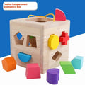 Wooden geometric shape matching baby building blocks with multiple hole intelligence boxes for infants 0-3 years