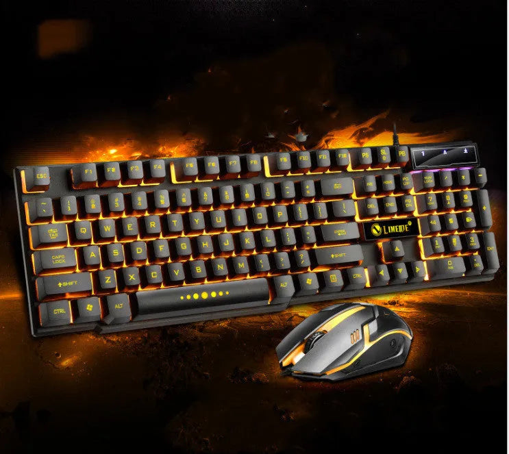 Limei Gtx300 white and black mechanical gaming keyboard and mouse set with backlit keys
