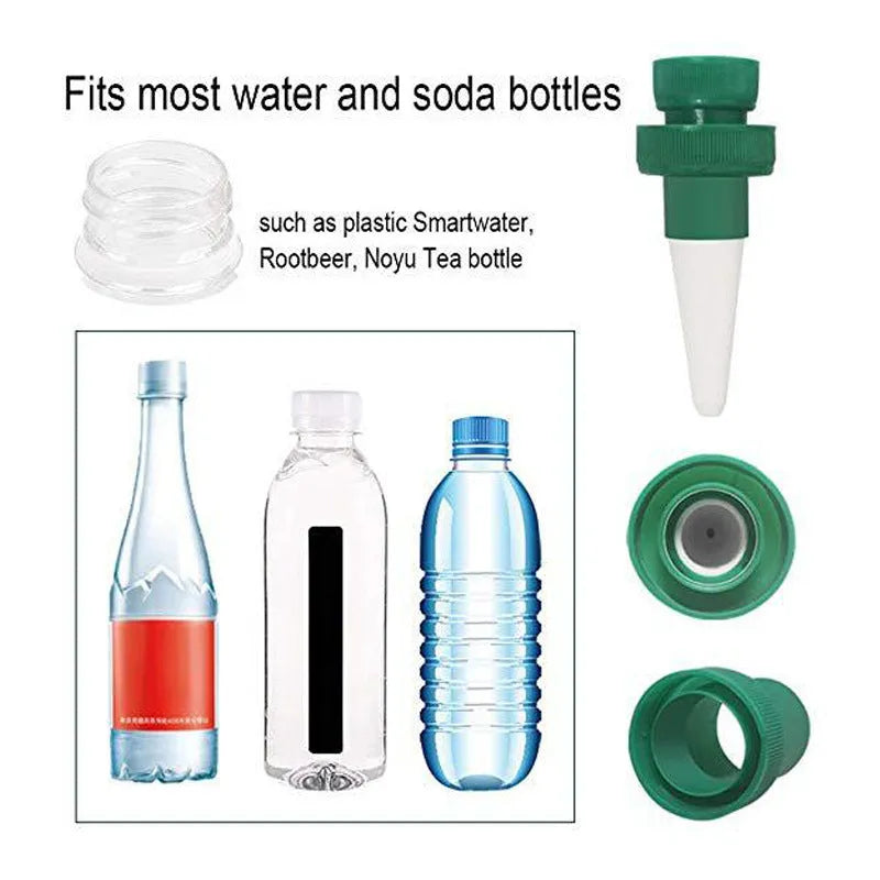 Green ceramic automatic water seepage device for plant irrigation with cola bottles