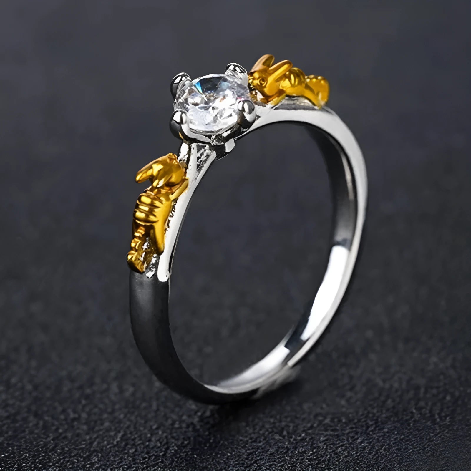Black gold crystal crown ring for cosplay with copper construction and multiple size options