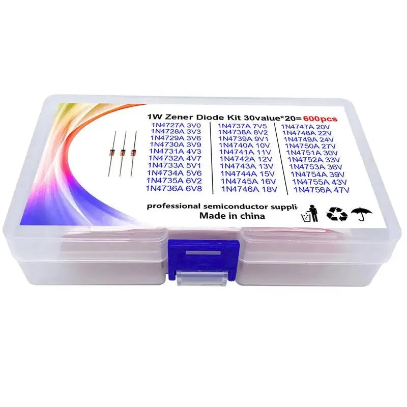 1W Zener diode with crystal glass encapsulation and boxed packaging for electronic circuits