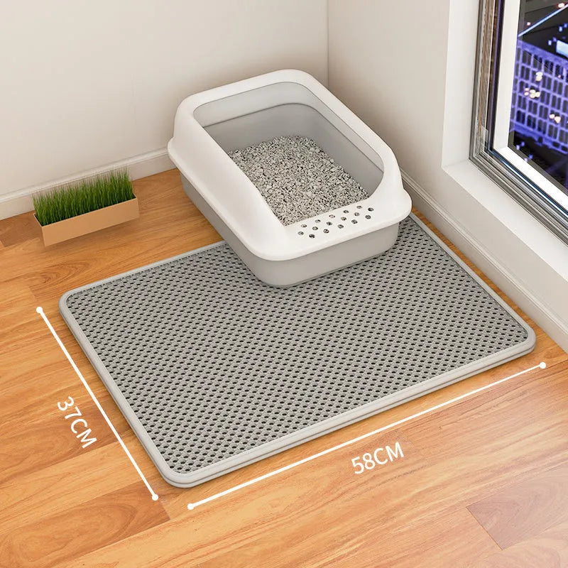 Double layer waterproof cat litter mat in beige colour with non-slip backing