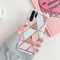 Electroplated marble finish TPU back cover case for Huawei and Samsung smartphones in multiple colours.