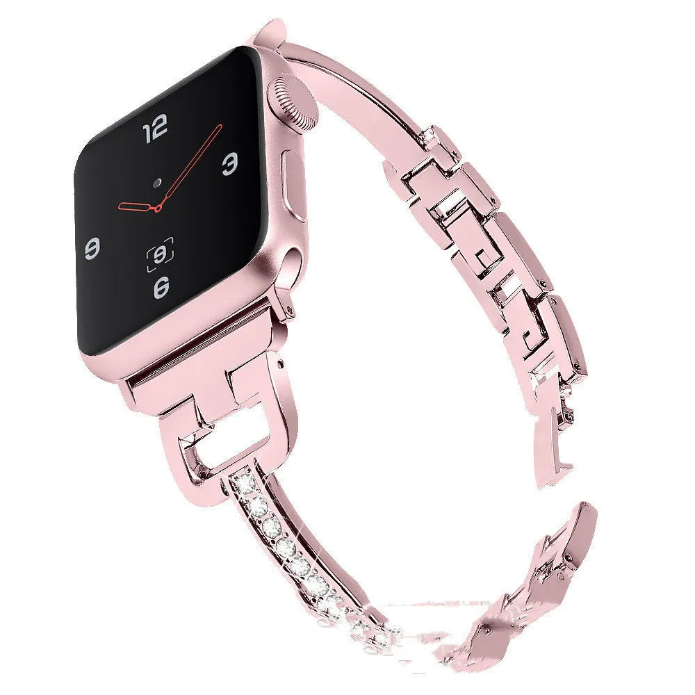 D-shaped metal diamond smart watch strap for Apple Watch in multiple colours
