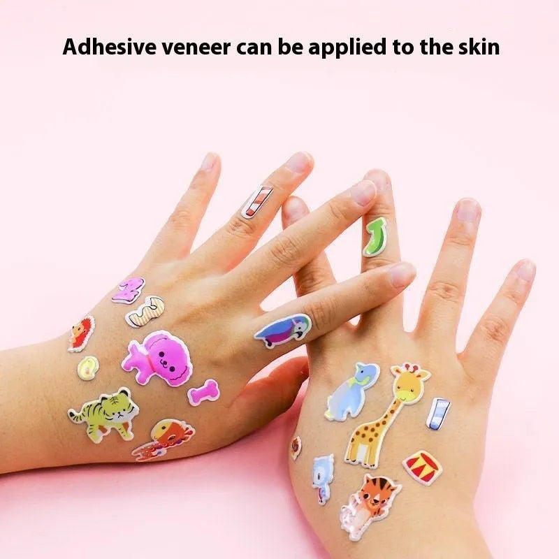 Children's 3D cartoon bubble reward stickers in mixed colours on white background