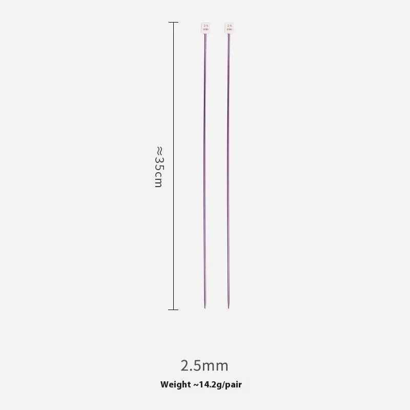 Complete set of lengthened crochet hooks in 14 sizes from 2.0mm to 10.0mm, each with a protective end cap.
