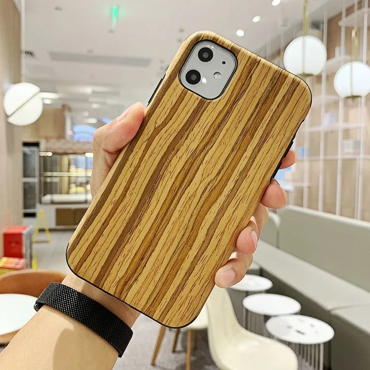 Wooden bamboo iPhone case back cover in rosewood, teak, black rose, and walnut colours