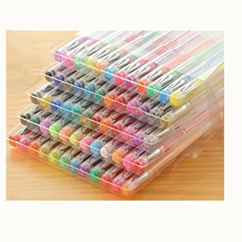 100 gel pens with watercolour effect ink and highlighter options in assorted colours