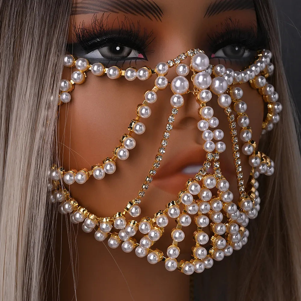 Geometric women's party mask with alloy patchwork and electroplated silver finish