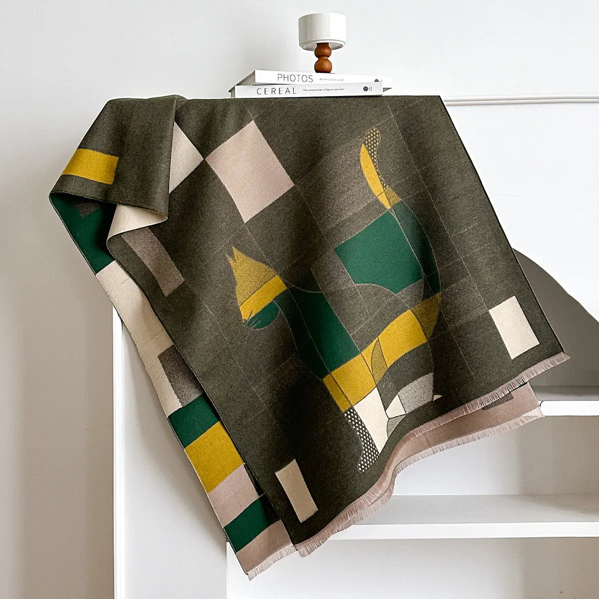 European American style imitation cashmere scarf shawl in beige colour measuring 185x65cm