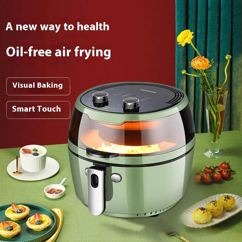 8-litre air fryer oven with visible window and mechanical button control panel