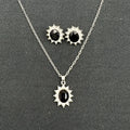 Women's sunflower zircon ear stud necklace suit in blue, red, green, champagne, black or colour options