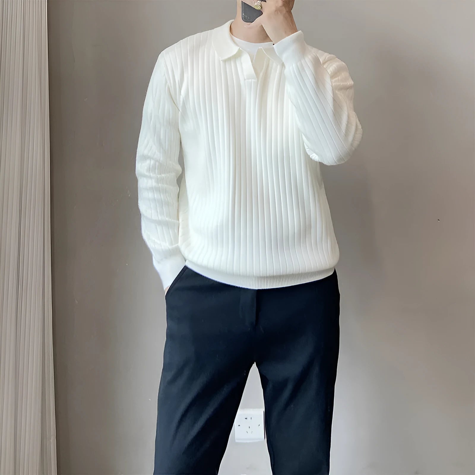 Men's loose fit rabbit fur knitted sweater in Army Green colour with long sleeves