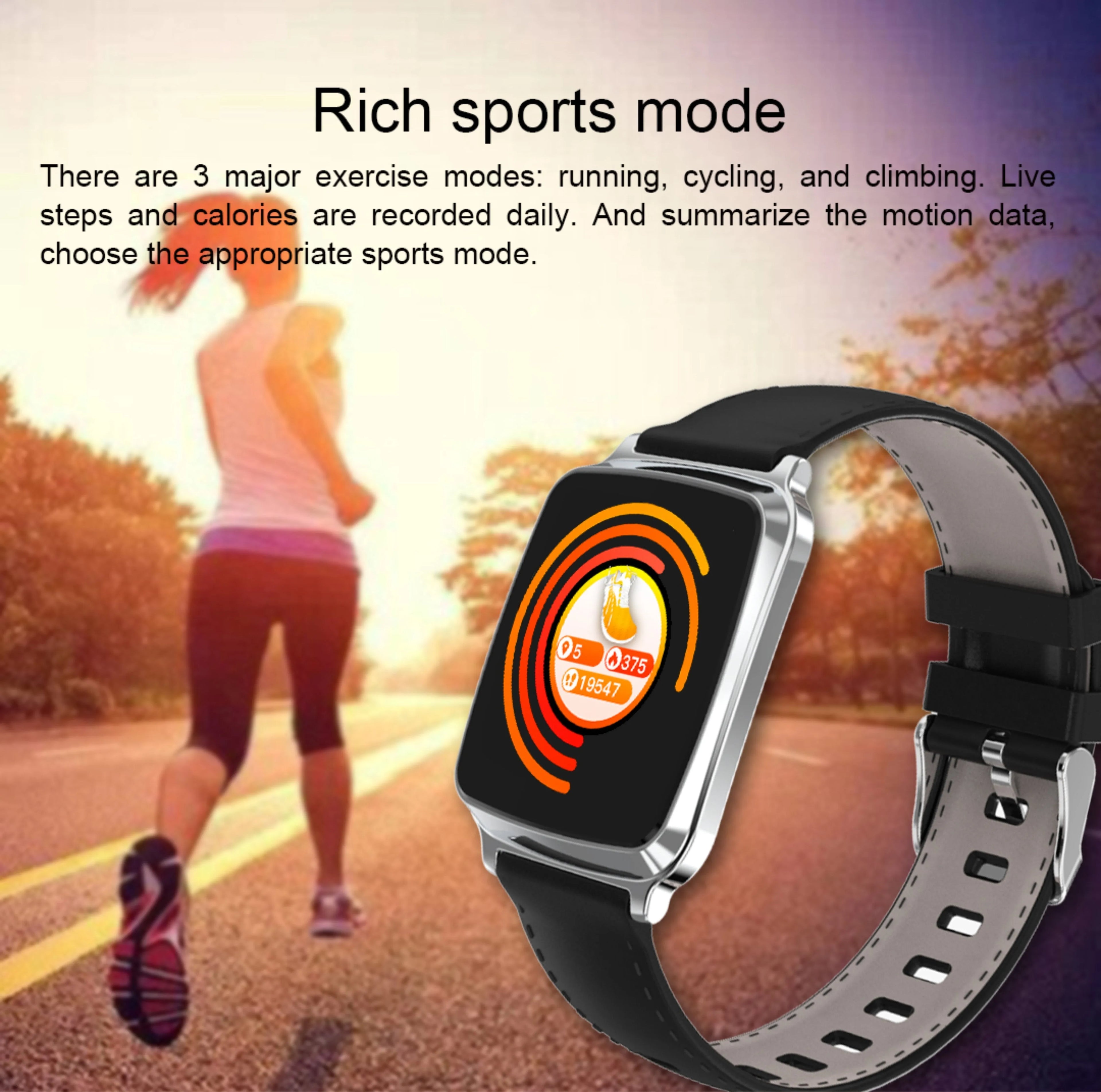 M8 multi-function smart bracelet with zinc alloy body and TPU strap on wrist, displaying heart rate data.