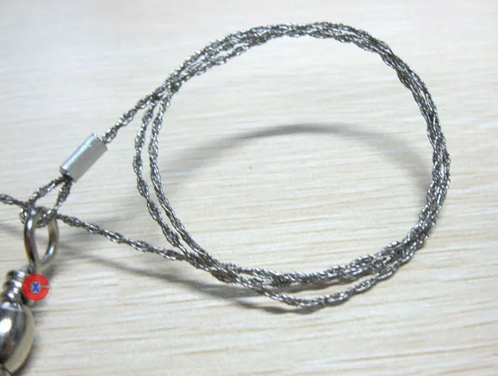 70cm stainless steel survival wire saw with thumb rings for portable outdoor cutting