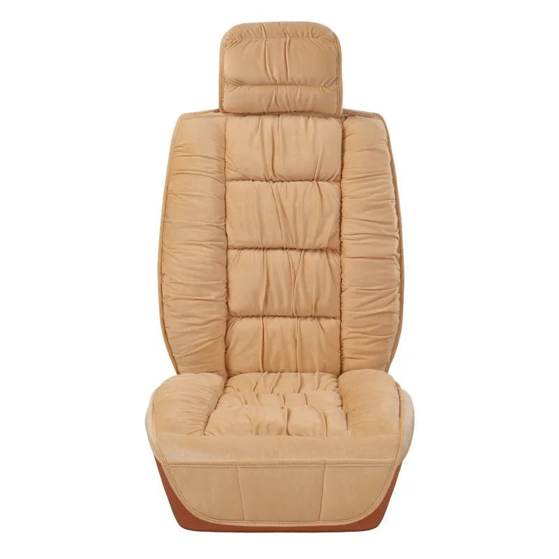 Winter short plush car seat cover fully enclosed front seat for General Motors in beige colour